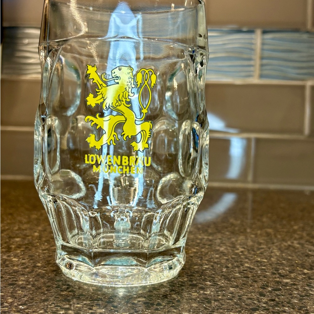 Vintage Lowenbrau München Glass Beer Mug ~ Made in Germany